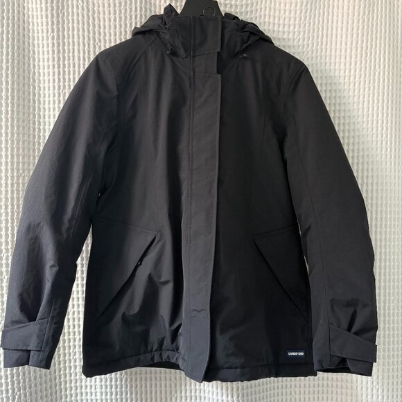 Lands' End black waterproof windproof hooded Squall jacket women's 10–12 - Picture 1 of 6